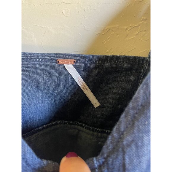 New! Free People Marjorie Denim Mini Dress Size Small Dark Wash Sleeveless Zip F - Picture 6 of 9